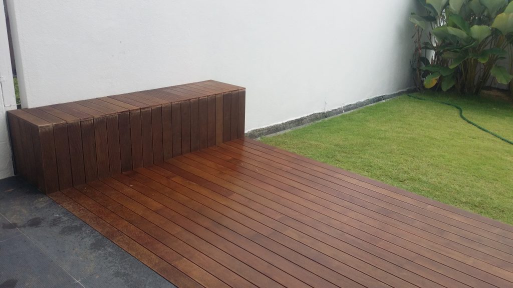 decking with bench storage